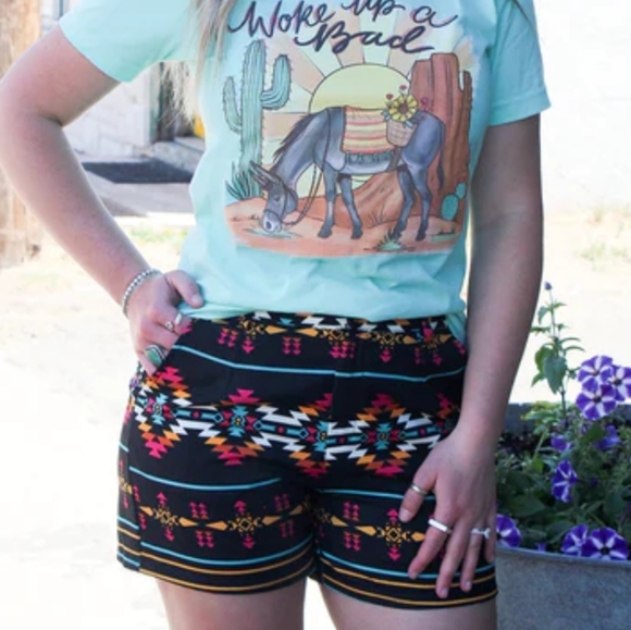 Rowdy Crowd Clothing Pants - Aztec Print Shorts